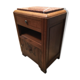 Bedside solid oak and brown marble