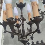 Pair of cathedral sconces of the nineteenth century in bronze with 5 burners