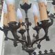 Pair of 19th-century bronze cathedral wall sconces with 5 lights