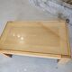 Designer coffee table 1970-1980 in kois elm and glass