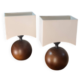 Scandinavian design bedside lamp round wooden ball 26x15 cm