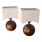 Scandinavian design bedside lamp round wooden ball 26x15 cm