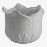 Cache-pot vintage en forme de tulipe en porcelaine blanche