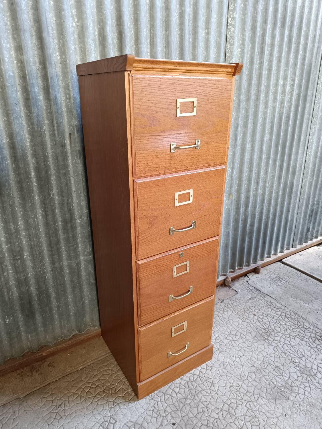 Wooden filing cabinet with 4 drawers