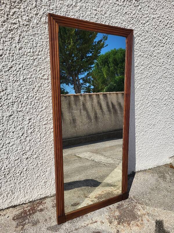 Large old mirror walnut wood frame