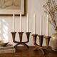 Pair of carved wooden candlesticks - 3 branches