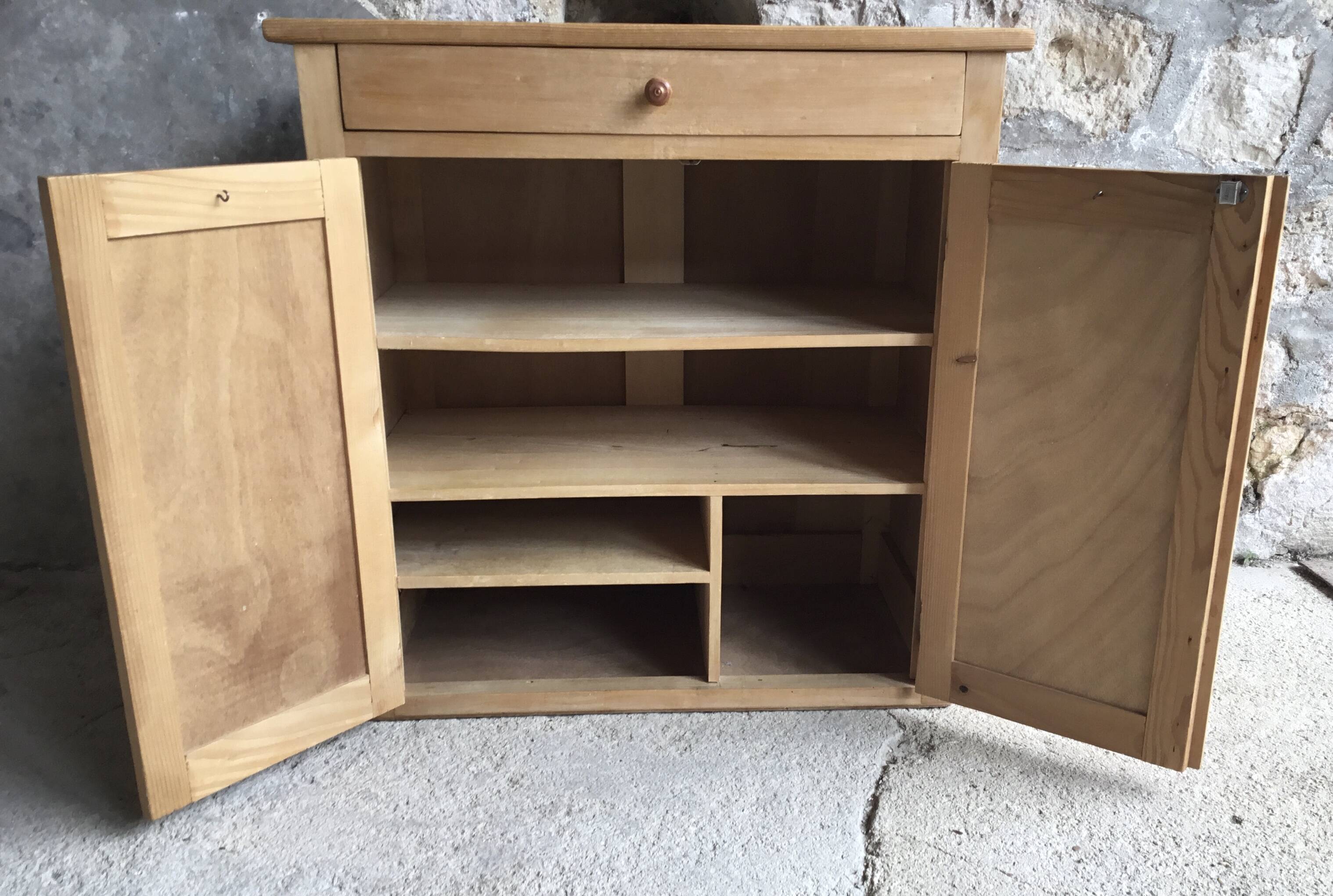 Parisian sideboard in raw wood - vintage 1960