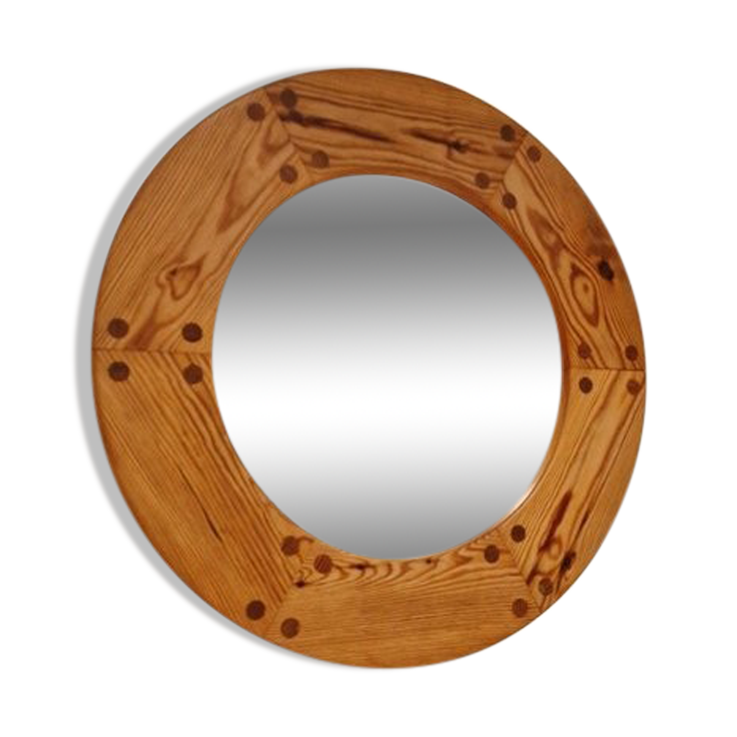 Pine wall mirror by Uno Kristiansson, Sweden, 1960