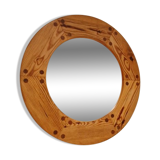 Pine wall mirror by Uno Kristiansson, Sweden, 1960