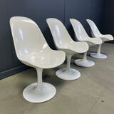 Vintage fiberglass space age tulip dining chairs, set of 4 - 1960s