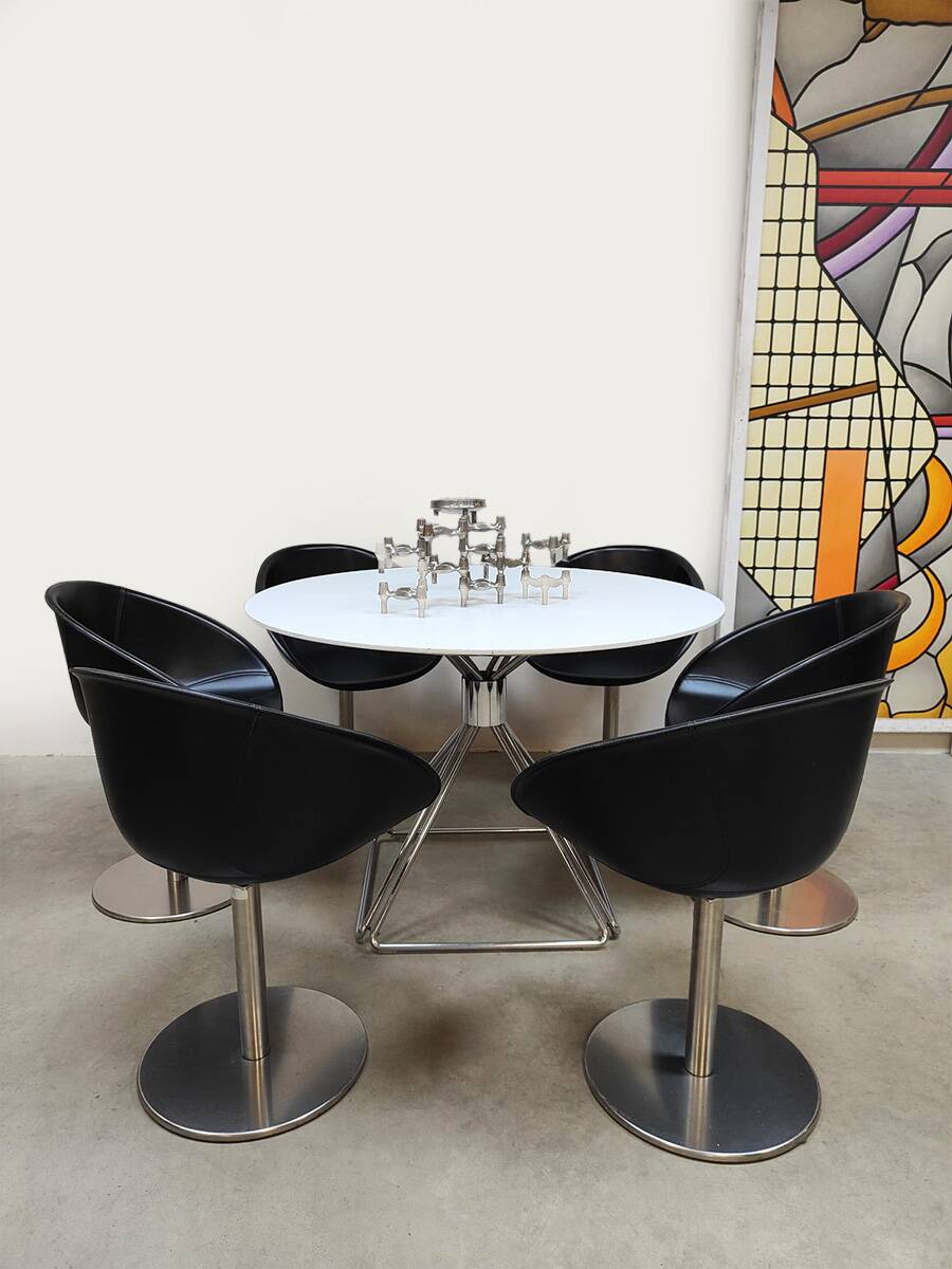 Vintage Italian design swivel dining chairs 'Mad men style'