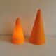 Table lamps, model Teepee, from the 80s in double-layer glass (orange and milky white)
