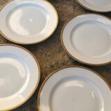 Set of 6 porcelain dinner plates with golden ear edging