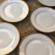 Set of 6 porcelain dinner plates with golden ear edging