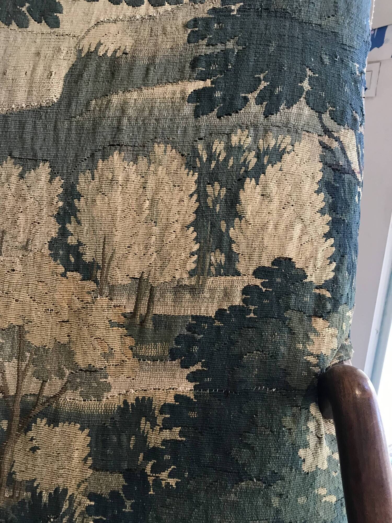 Louis XIII armchair called sheep's bones with aubusson tapestry