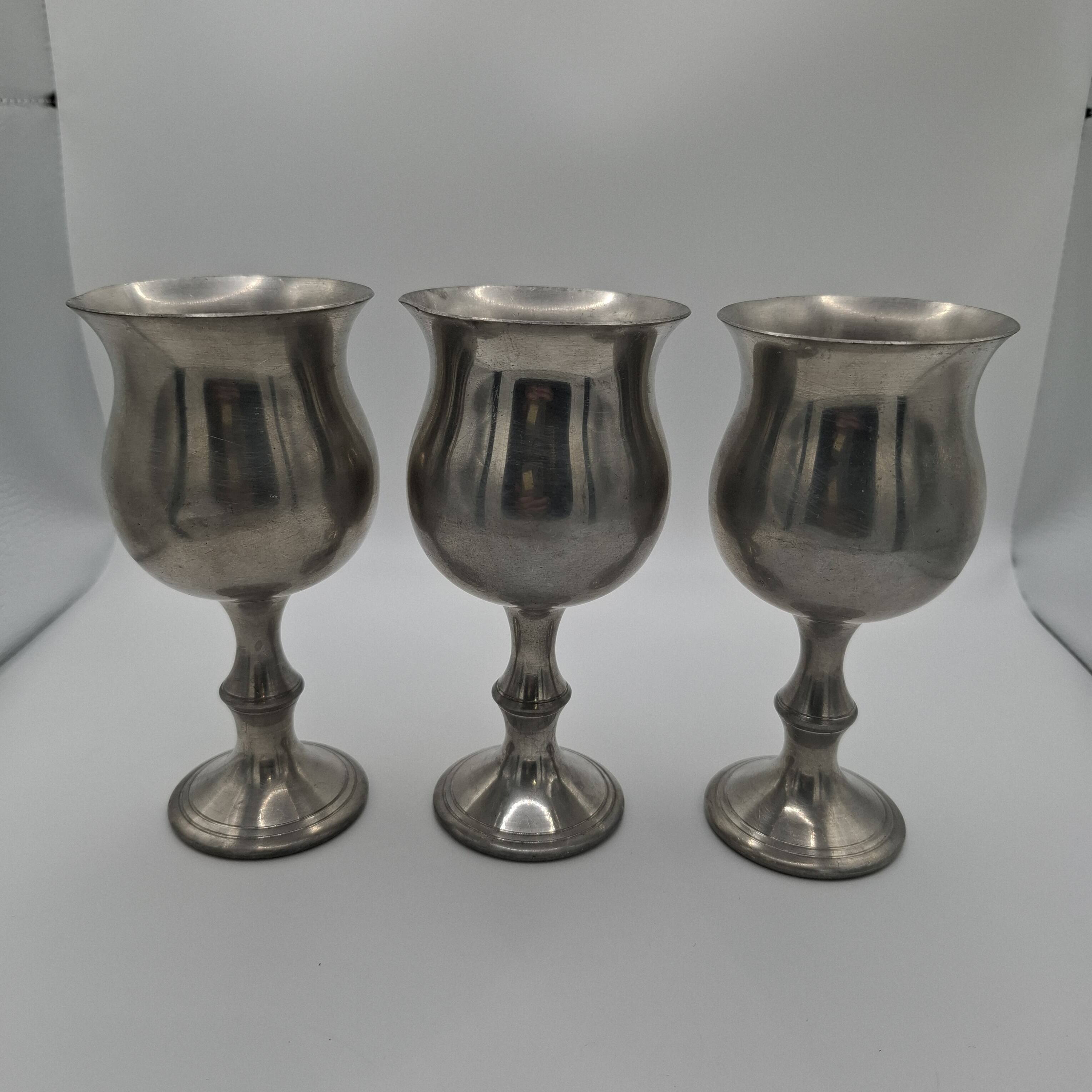 6 English glasses, Peltre Sheffielld cup