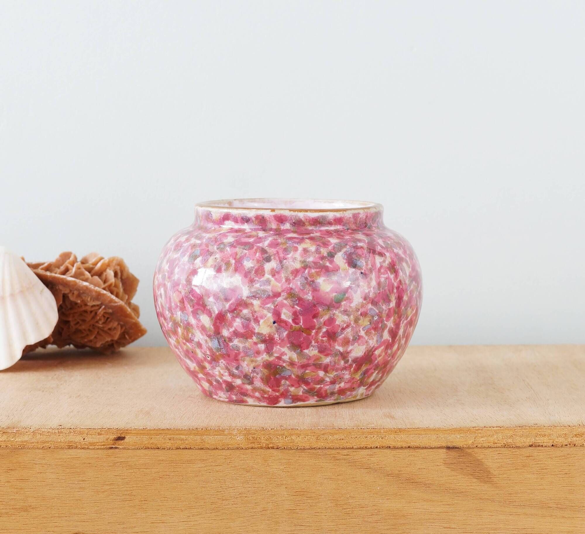 Speckled ceramic vase in shades of pink, 1950s or 1960s