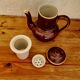 Cafetière en céramique marron vintage
