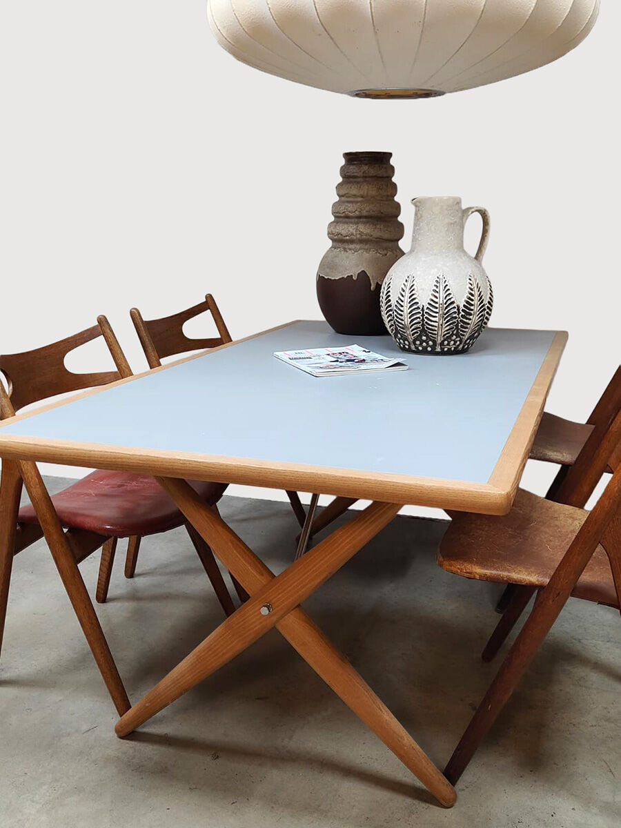 Vintage Hans J. Wegner sawhorse dining table AT303 Andreas Tuck