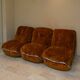 Modular three-seater sofa in steel and velvet, Adriano Piazzesi, 1970