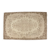 Tapis Oushak beige noué à la main sku 1105