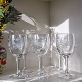 Set of 6 mismatched bird water or wine glasses