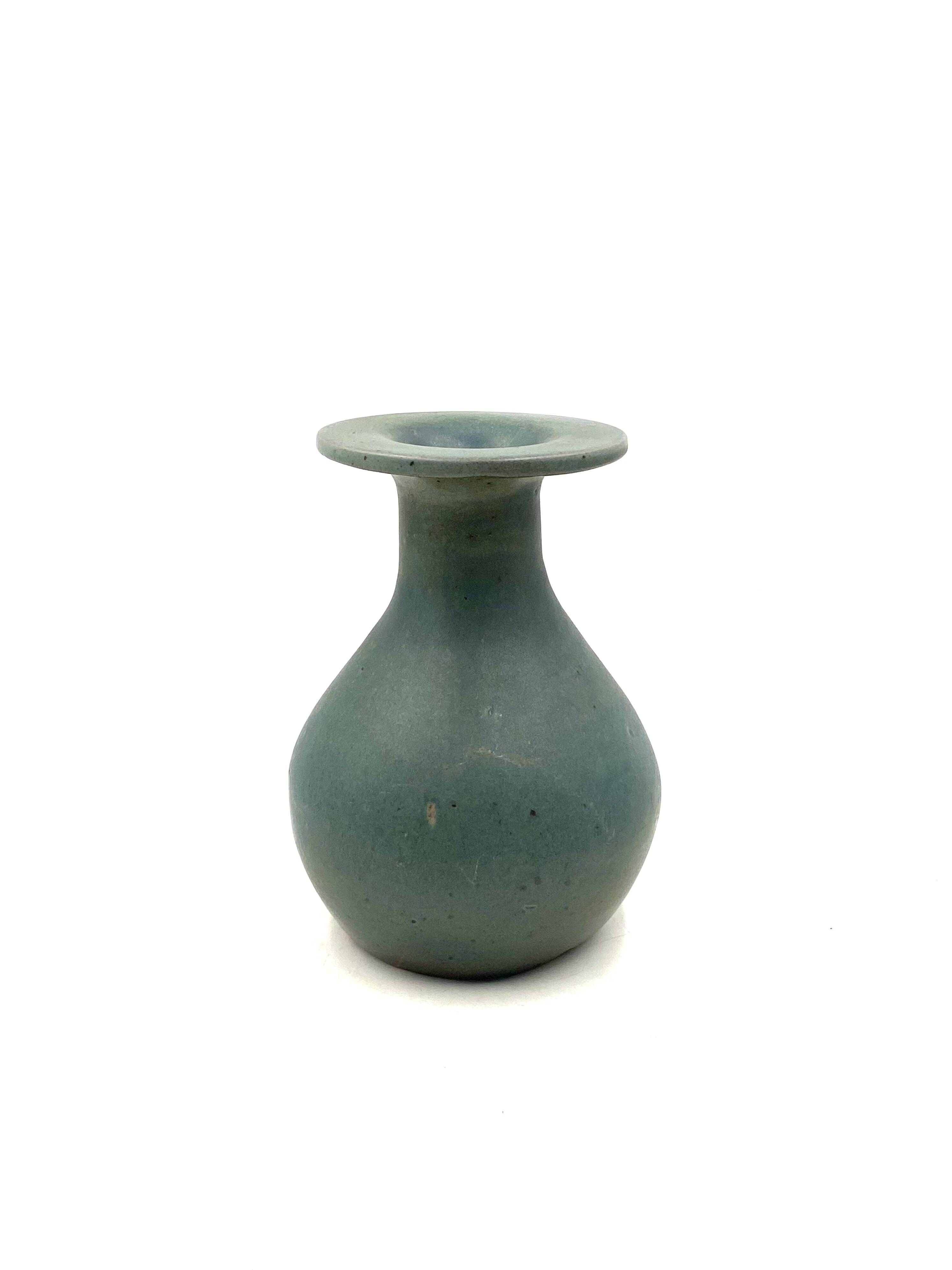 Midcentury light blue ceramic vase, France 1960s