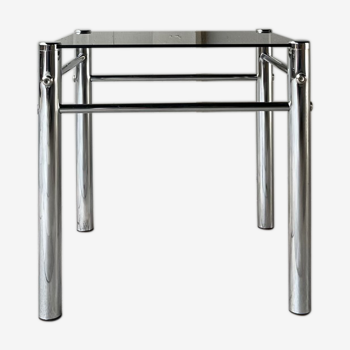 Side table / End table chrome and smoked glass 70's