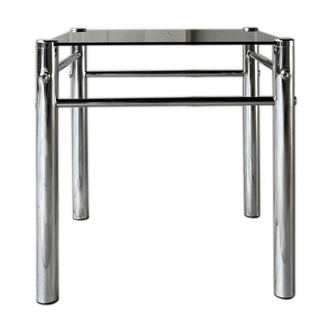 Table d’appoint chrome et verre fumée 70’s