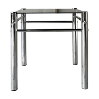Side table / End table chrome and smoked glass 70's