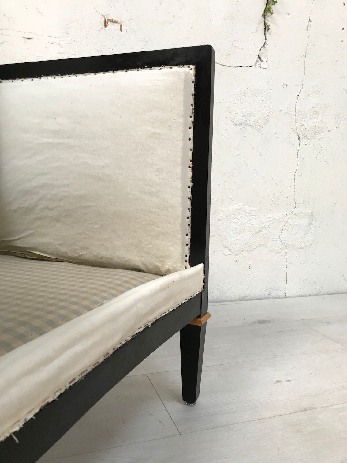 Pair of blackened wooden armchairs