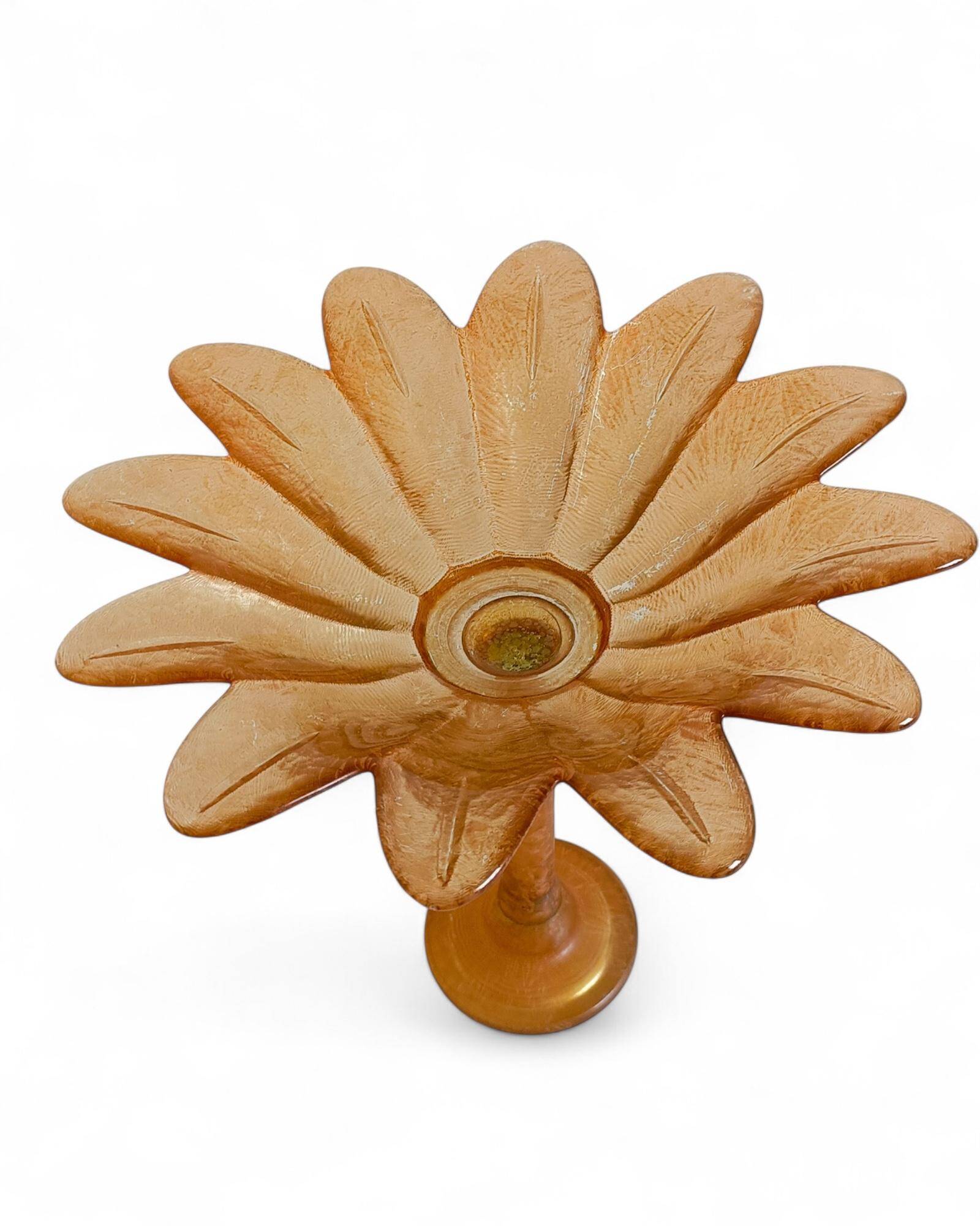 Art Nouveau Glass Compote Vase, Palm Tree Design, French, Early 20th-C