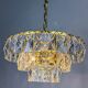 Kinkeldey 3-tier cut crystal chandelier, gilt brass, Germany, 1970s