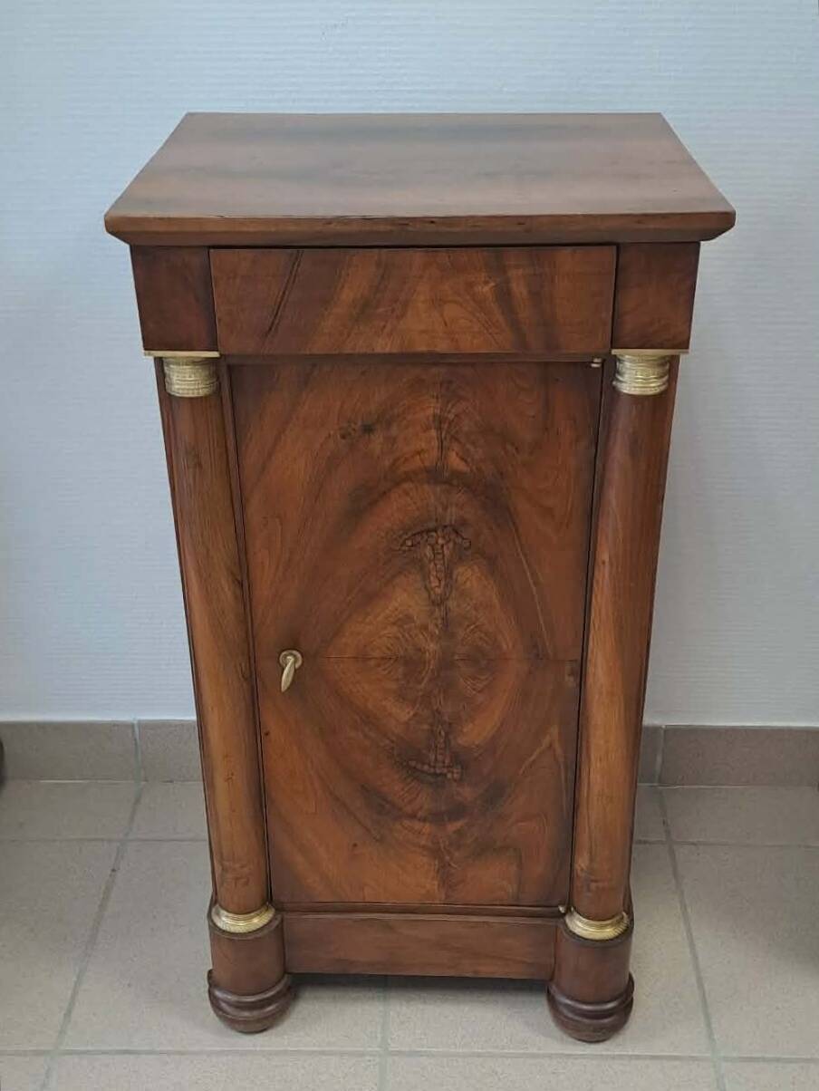 Empire-style bedside table in walnut