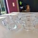 4 thick glass candle holders
