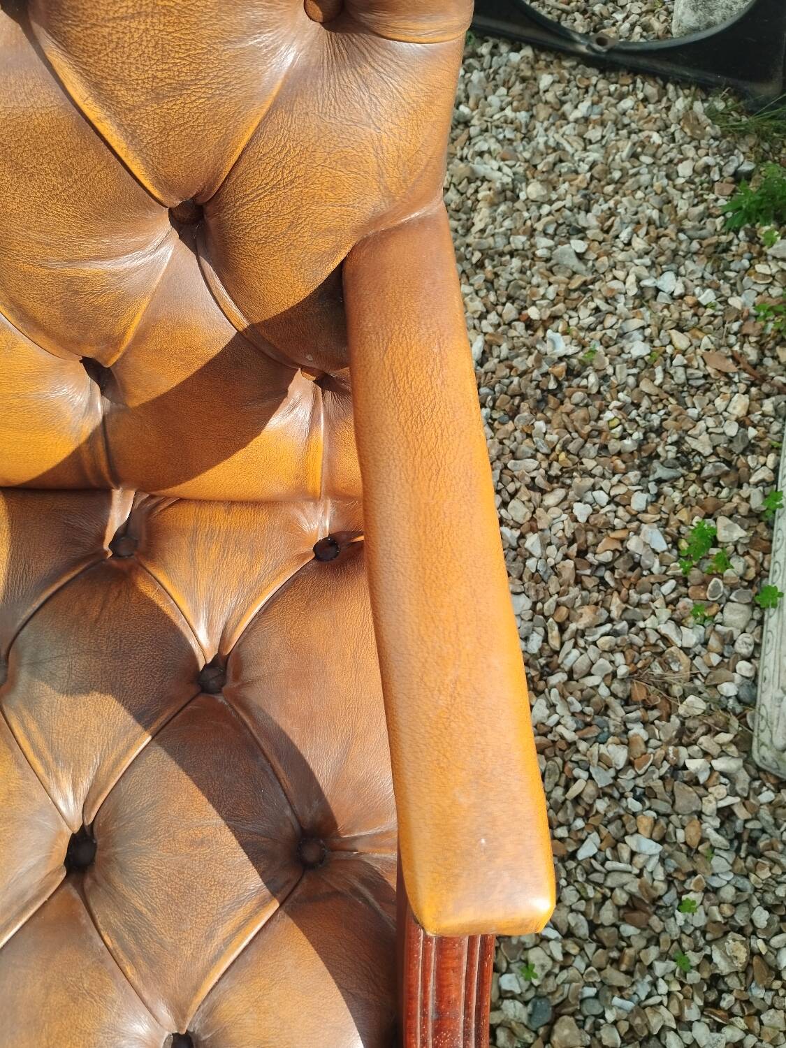 Chesterfield desk chair in antique leather