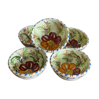 5 bols fleurs en céramique