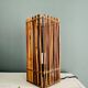 Lampe cube en bois et osier vintage