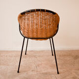 Wicker and metal armchair