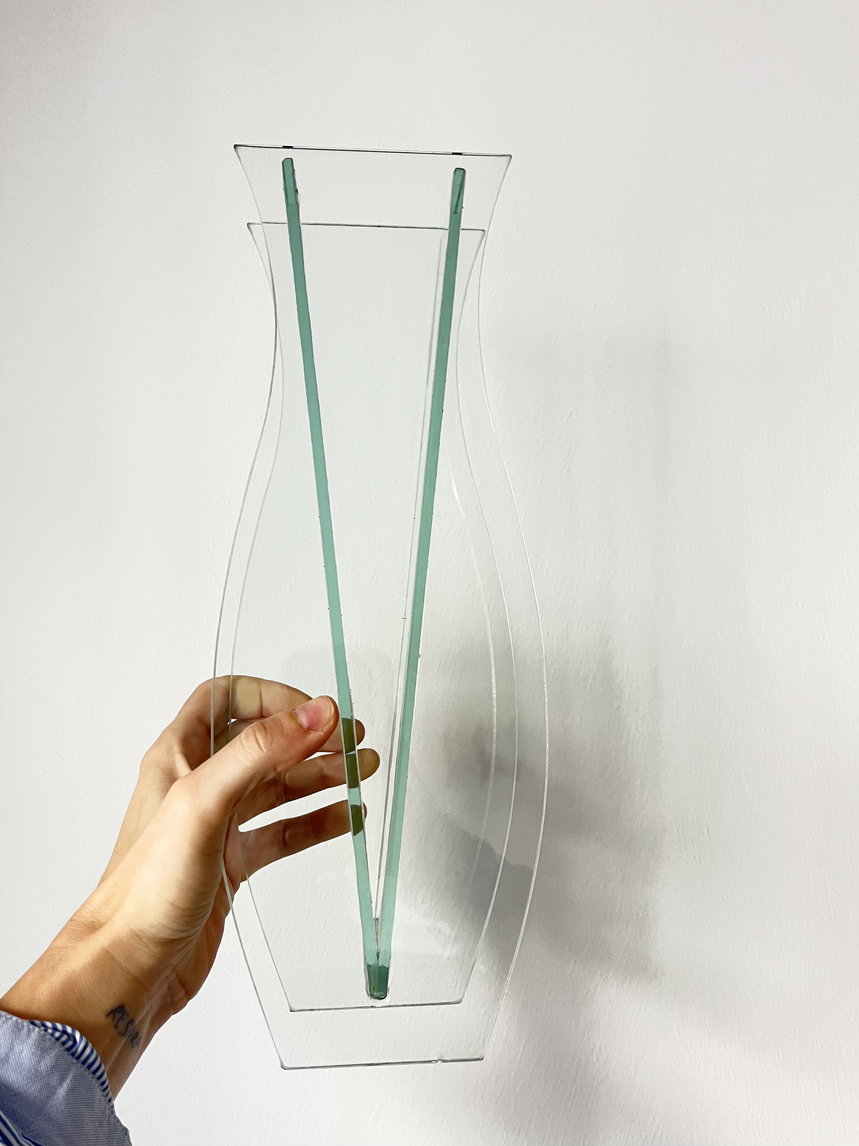 Vintage Sculptural Glass Vase – Geometric Minimalist Design, Italy 1980s