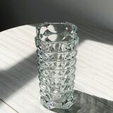 Translucent pressed glass vase, Windsor model of Luminarc 70s'