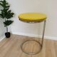 Table de bar jaune vintage : table basse haute chromée, années 1970