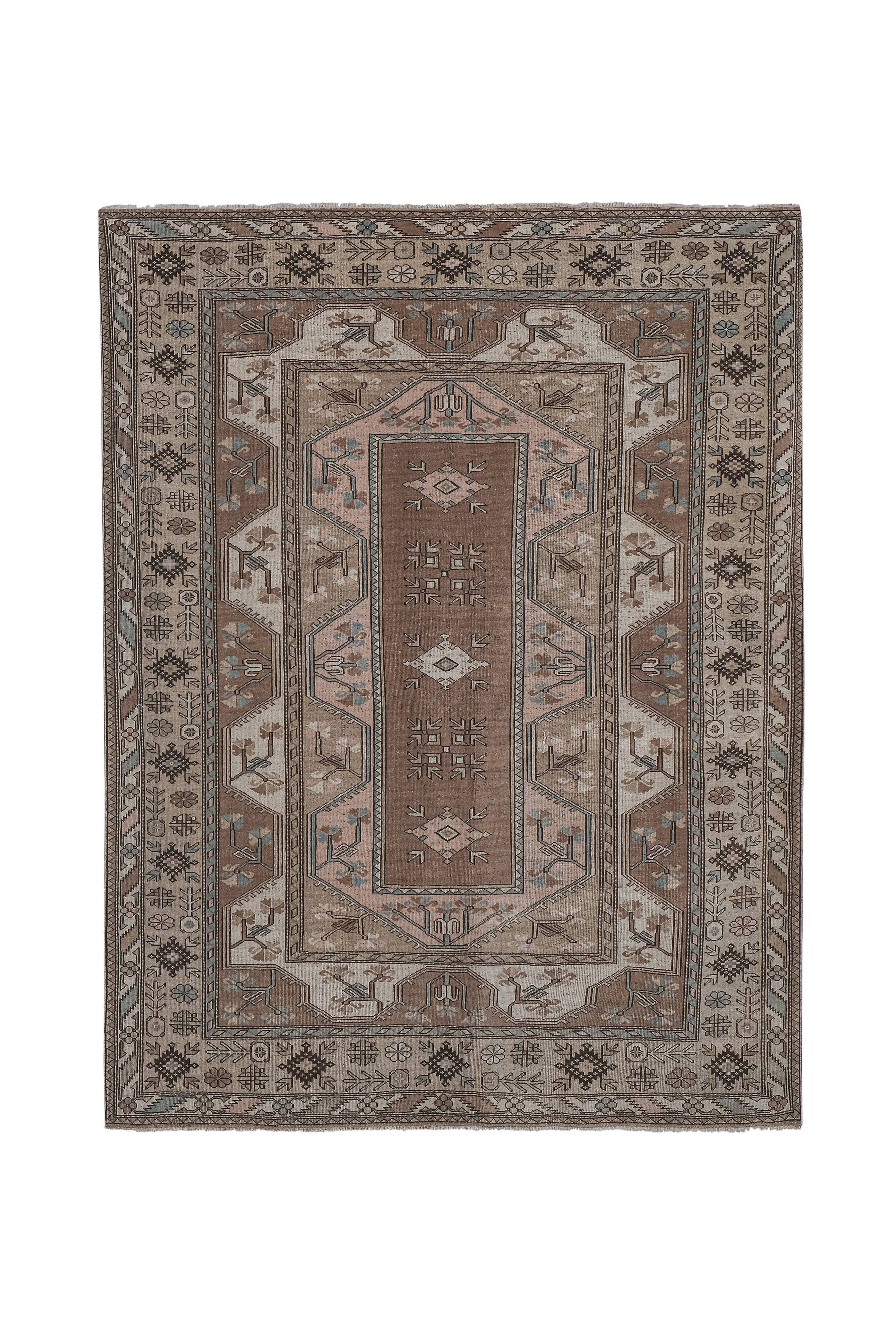 Turkish Milas Rug Carpet, DoorMat, Bedroom Kelim Carpet Teppiche 7'1'' x 8'11''