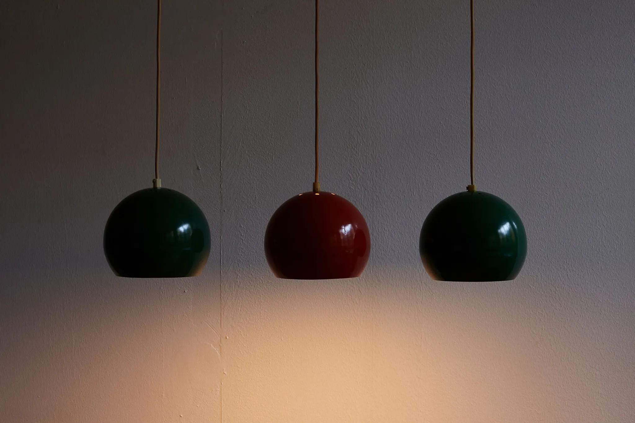 Set of Three Vintage Pendant Lights, Denmark 1970s