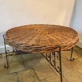 Rattan table with folding legs