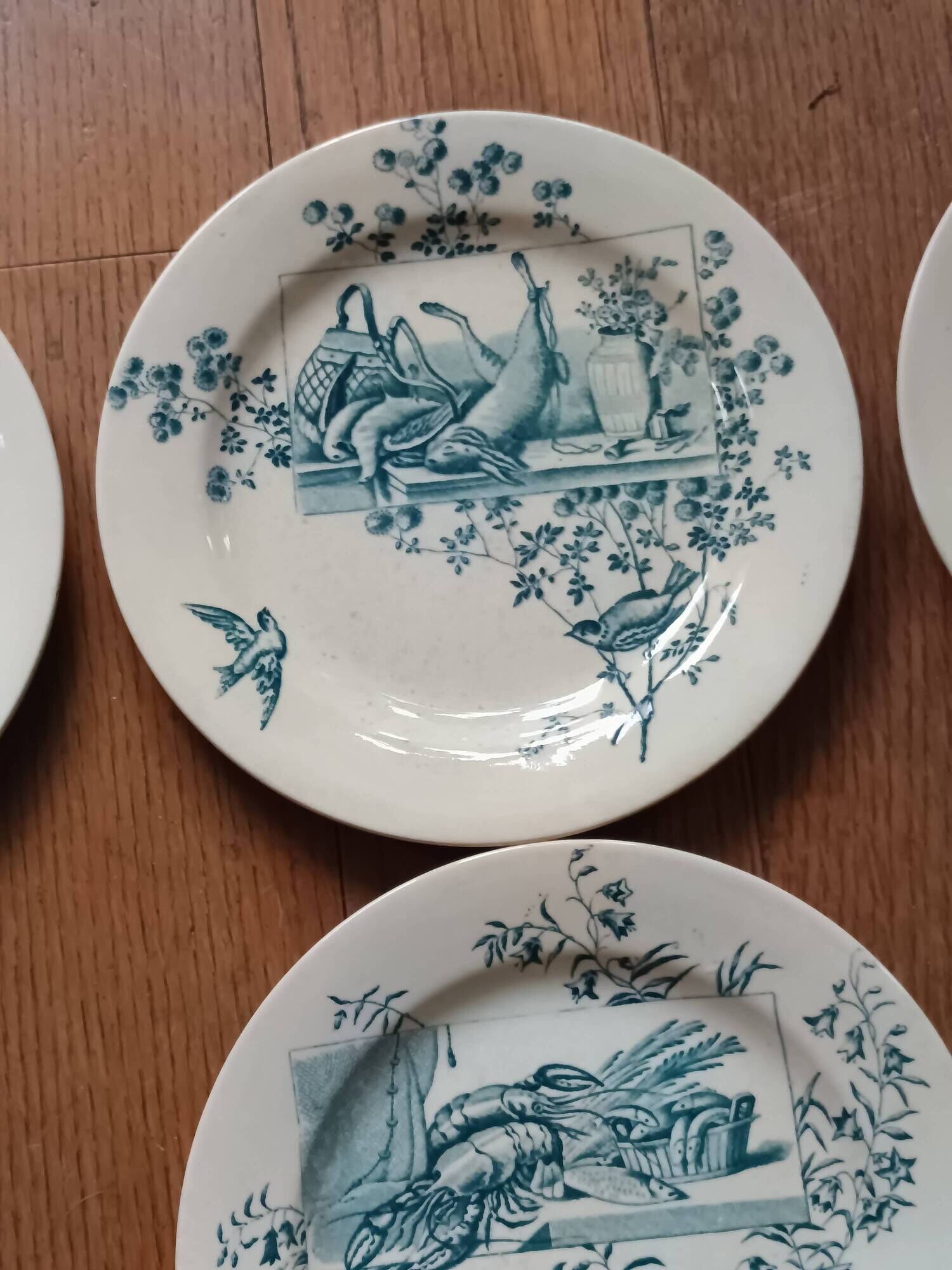 set of 10 antique earthenware plates with blue decoration from Bordeaux