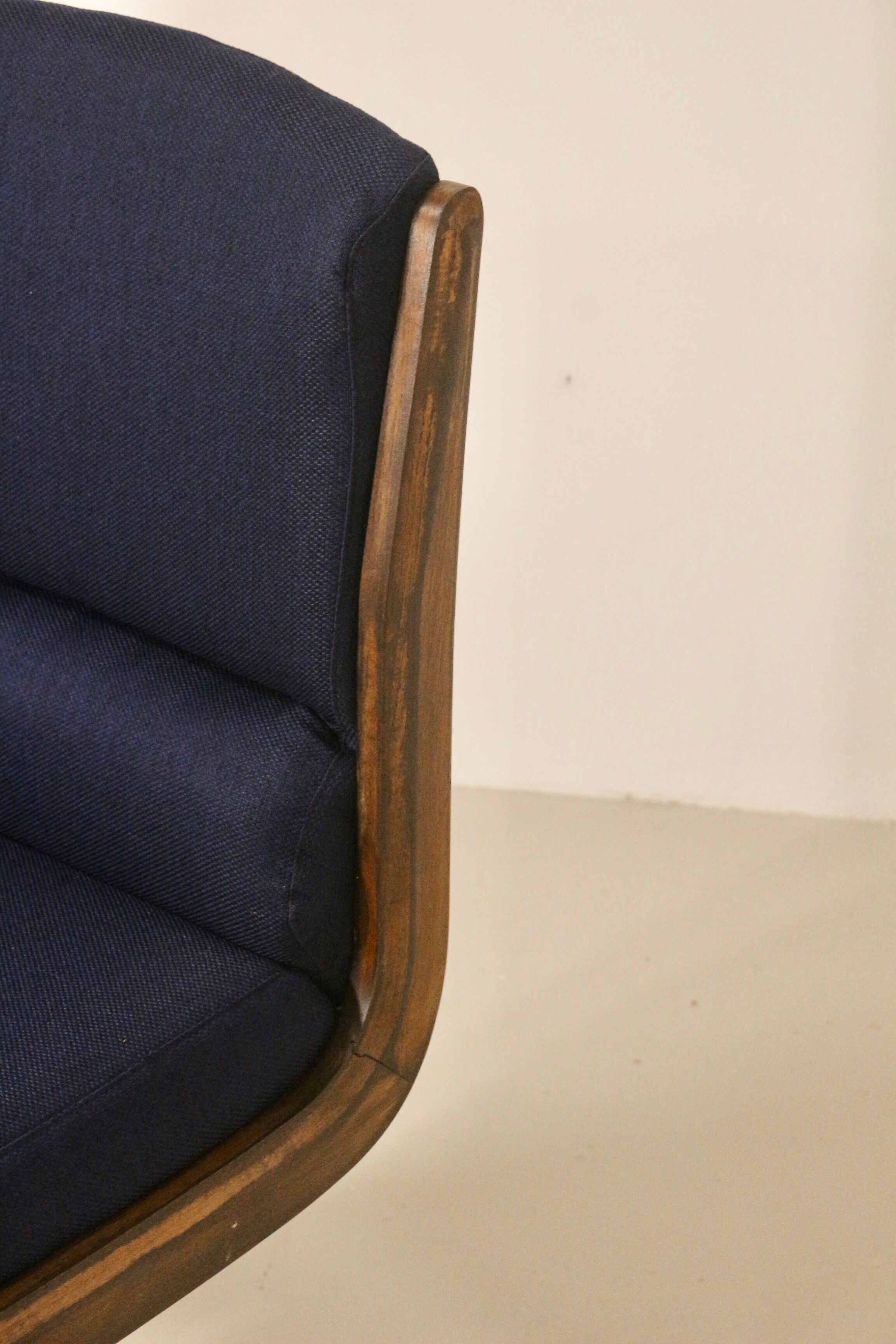 Fauteuil de bureau vintage pivotant en bois année 70