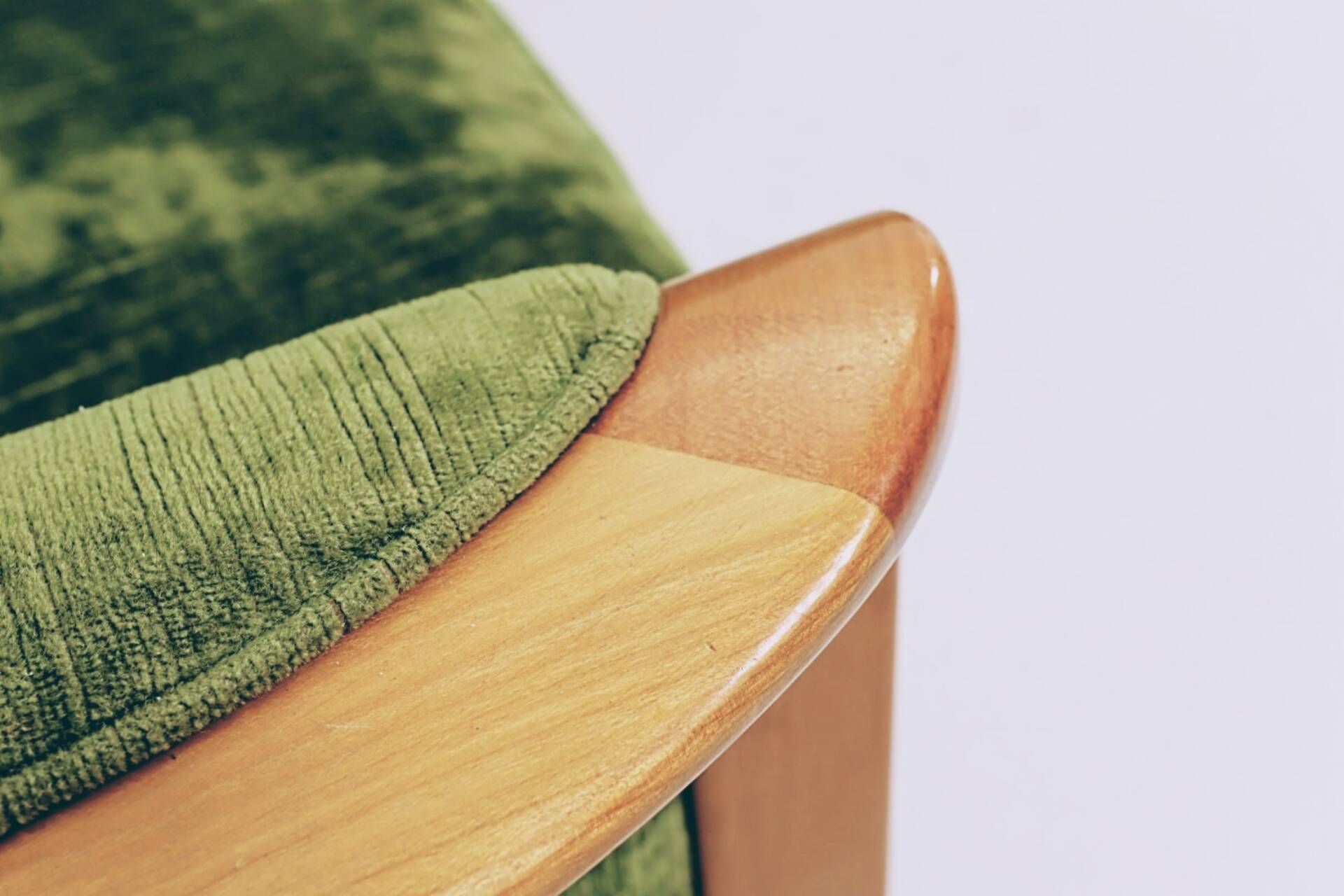 Vintage set sofa and armchairs deep olive velvet design by Knut Seater