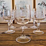 6 Verres vin rouge Cristal d'Arques Matignon, cristal gravé