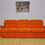 Orange corduroy modular sofa, 1970s.